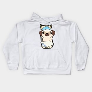 Cute pug is going to bed Kids Hoodie